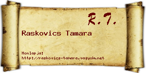 Raskovics Tamara névjegykártya